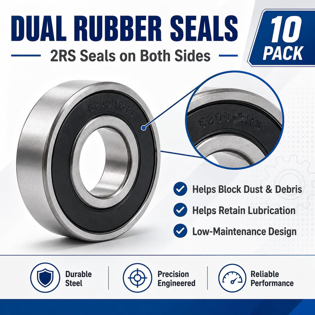 LILY 6200-2RS Ball Bearings 10x30x9mm, 10 Pack