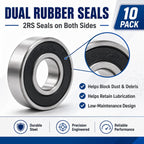 LILY 6200-2RS Ball Bearings 10x30x9mm, 10 Pack