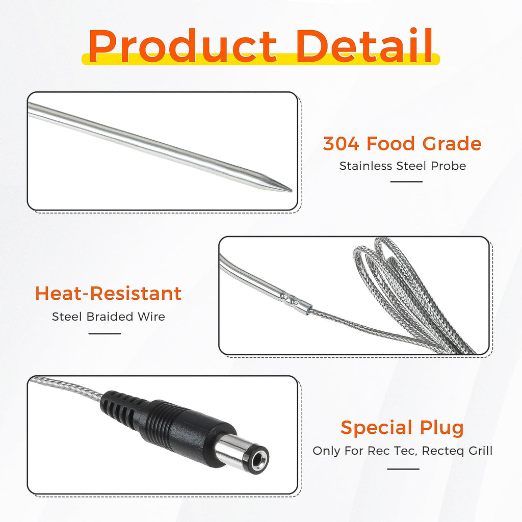 MOOTVGOO 2 Pack Temperature Meat Probe Replacement for Rec Tec, Recteq