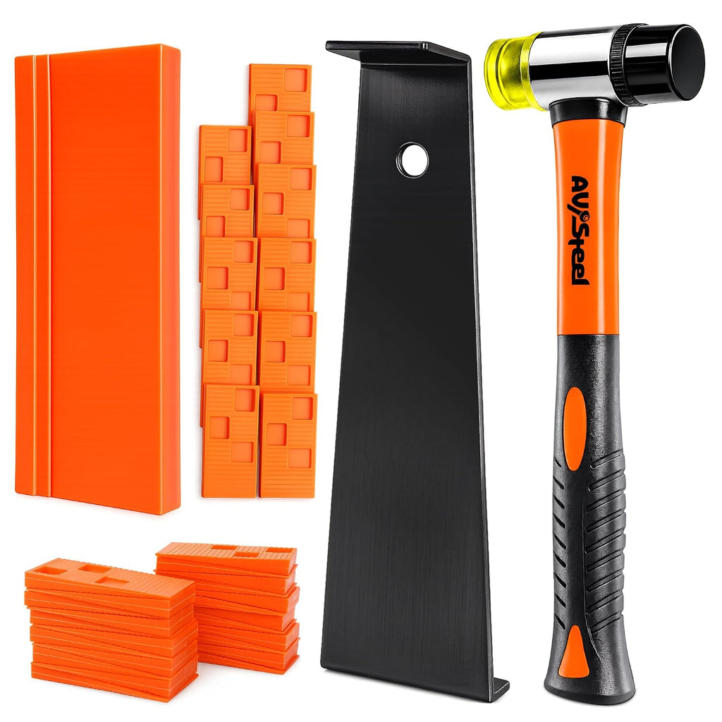 43-Piece Laminate Flooring Tools, Durable Pull Bar, Solid Double Sided Tapping Block, 40 Spacers, 33mm Double-Faced