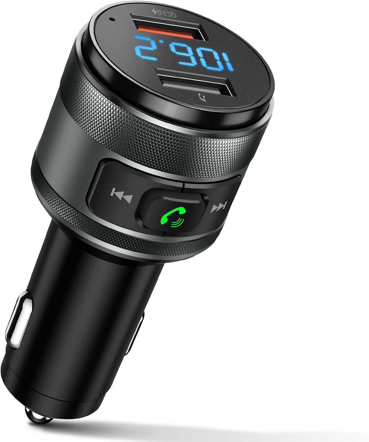 Bluetooth 6.0 FM Transmitter for Car Adapter with MP3 Player | Hands-Free Calls, CVC Noise Reduction, QC 3.0 Charger