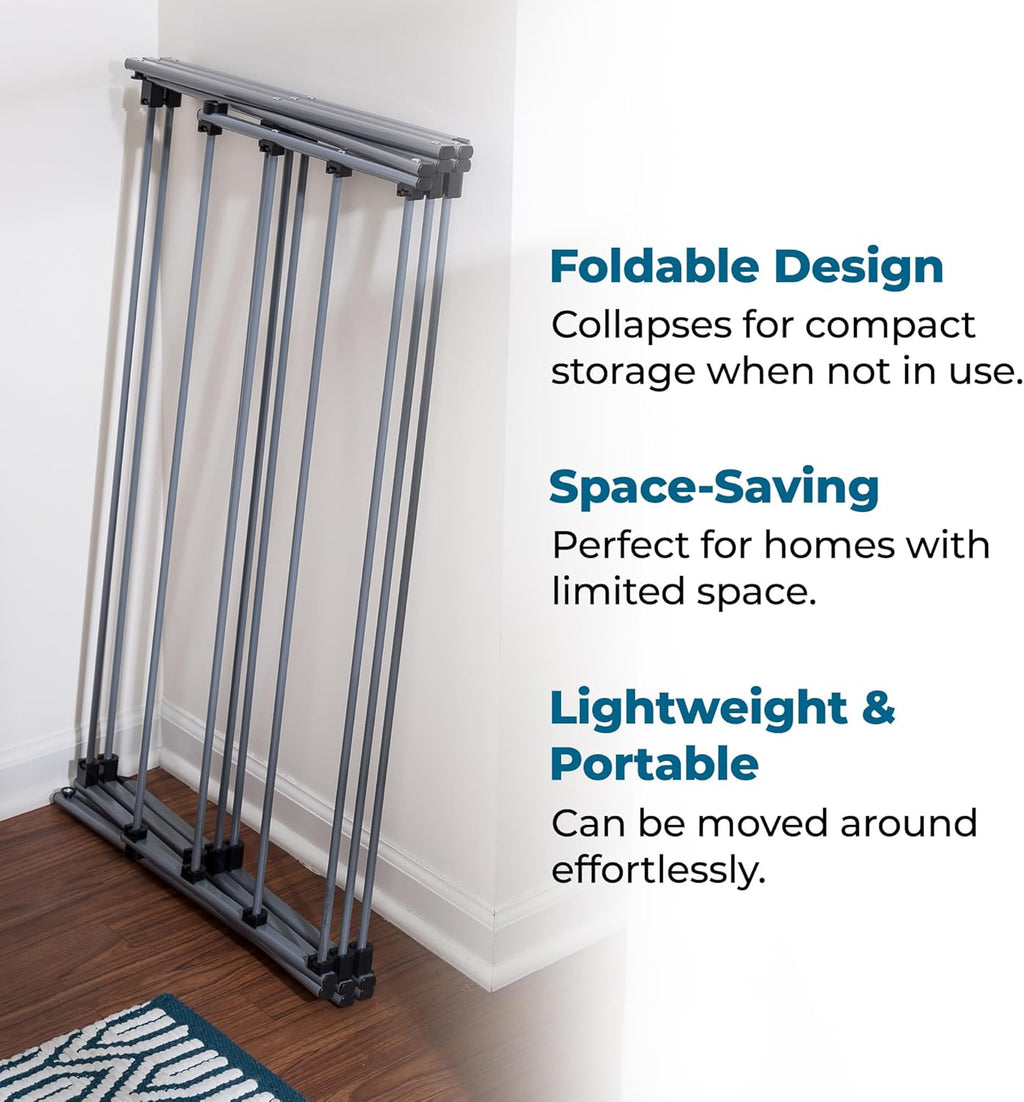 Oversized Collapsible Clothes Drying Rack, 35", 50 lb, Grey | Oversized 35" x 45" steel rack holds 50 lb and folds