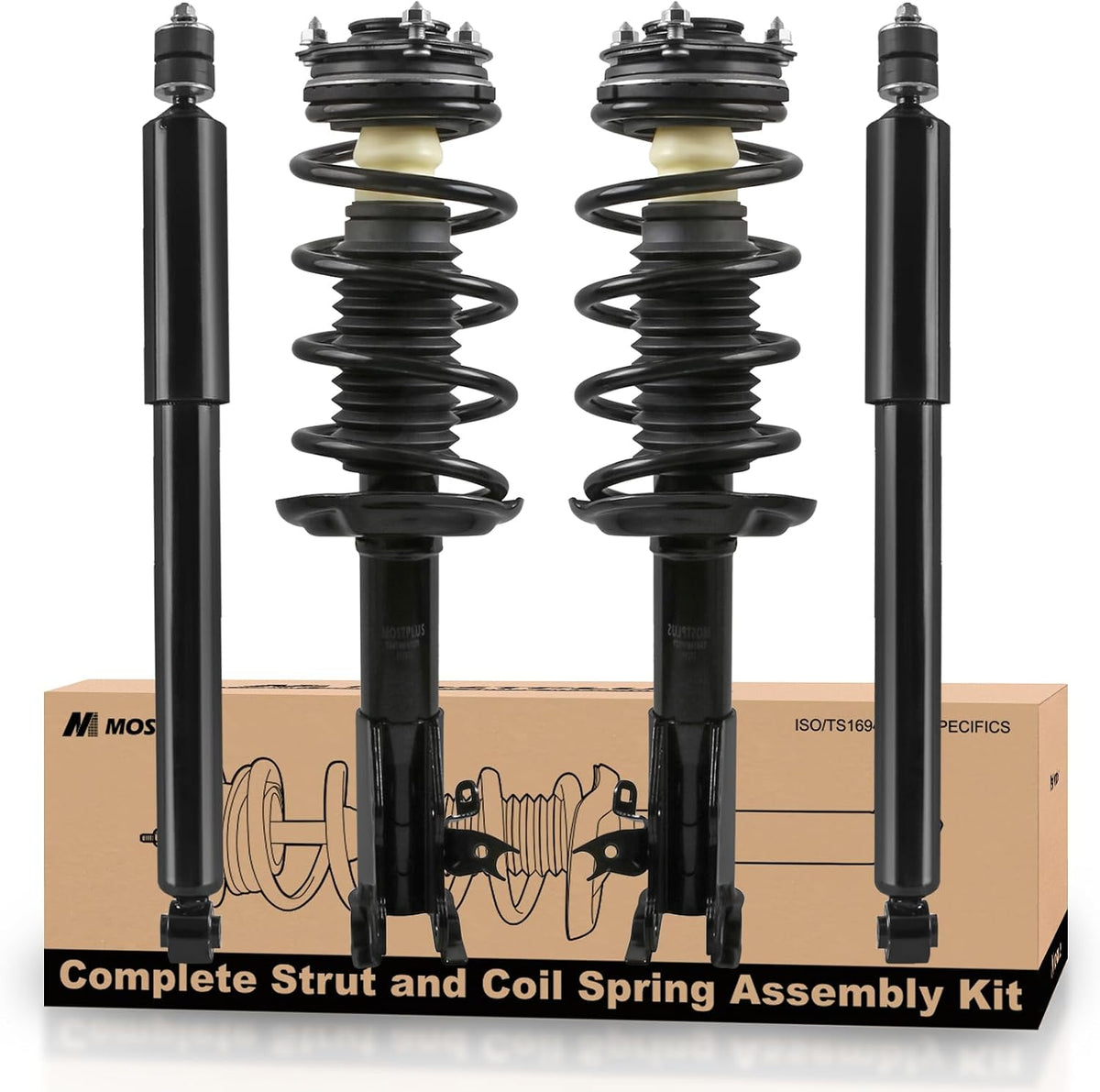 MOSTPLUS Front Rear Complete Strut Spring Assemblies Shock Absorbers 172286 172287 343460 Compatible with Honda Civic/Acura CSX 2006-2011 (Set of 4)