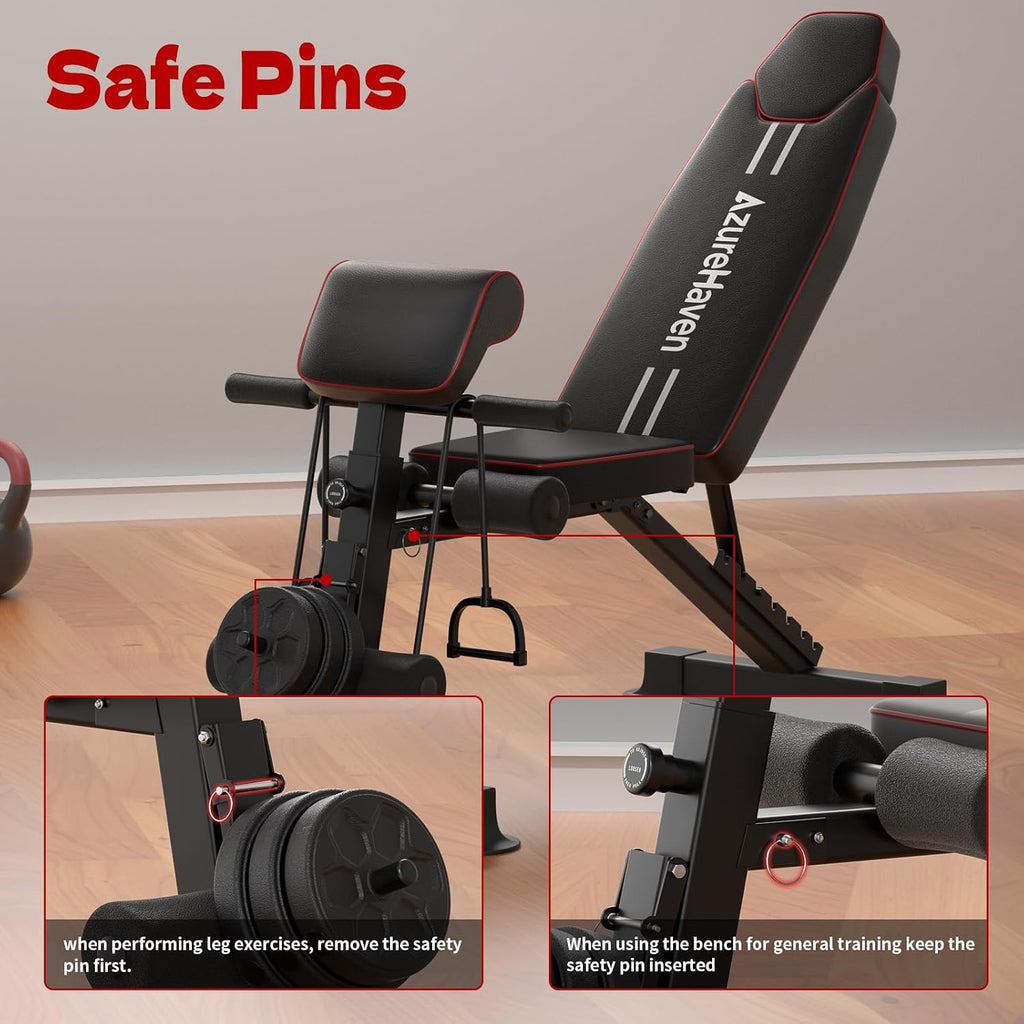 Adjustable Weight Bench, Foldable Incline Decline Flat Workout Bench for Home Gym Full Body Dumbbell Exercise, 660LBS