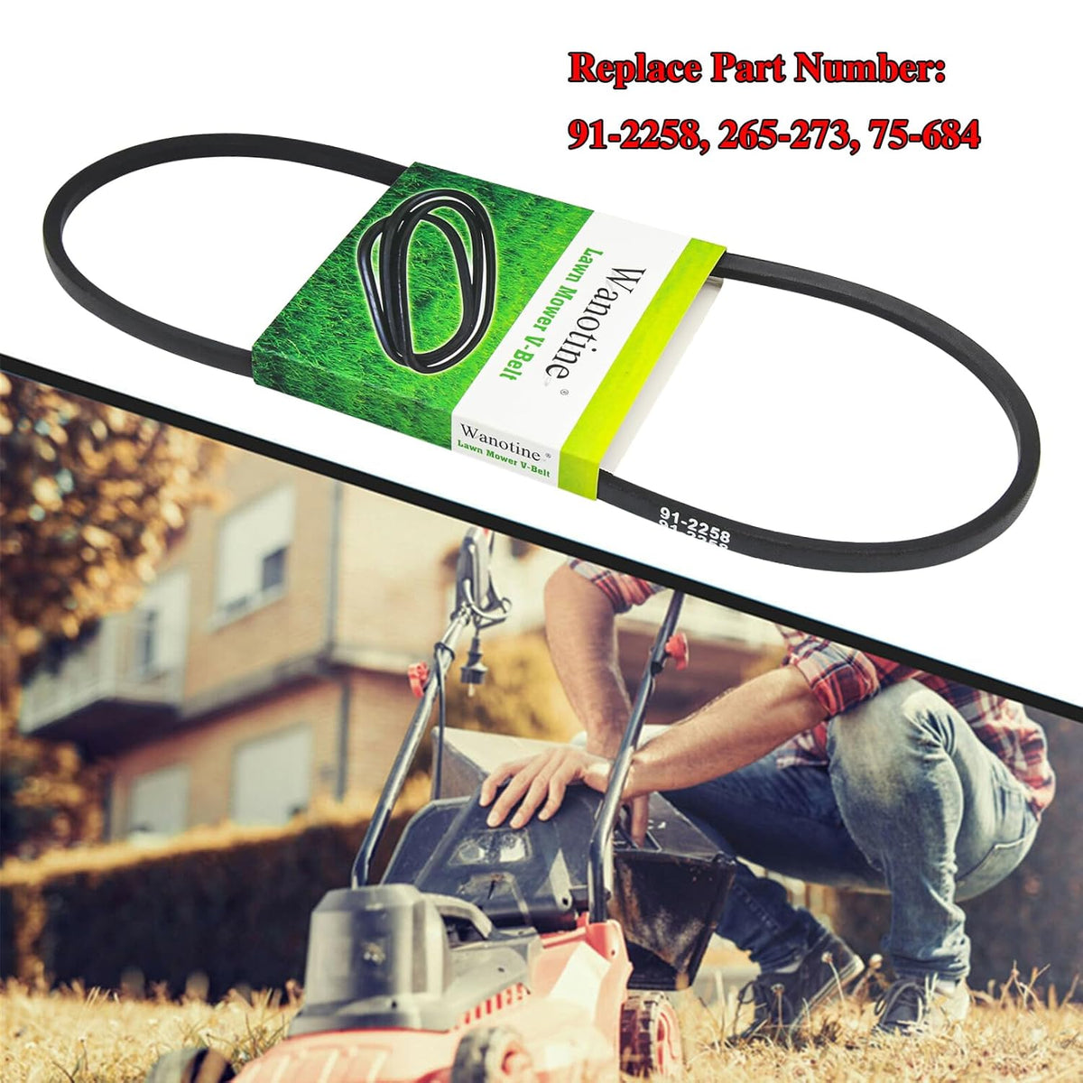 91-2258 V-Belt 3/8" x 35" Replaces Toro Recycler 22'' Drive Belt for Toro 20016, 20017, 20018 Self-Propelled Lawn Mowers, Replaces 91-2258 Drive Belt (1-Pack)