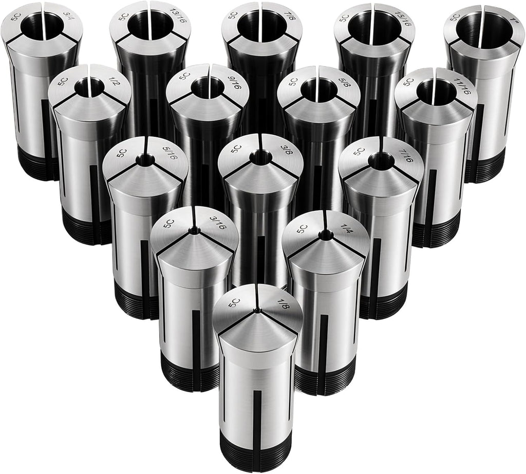 VEVOR 5C Collet Set 1/8"-1" 15 Piece Precision 5C Round Collet Chuck Set