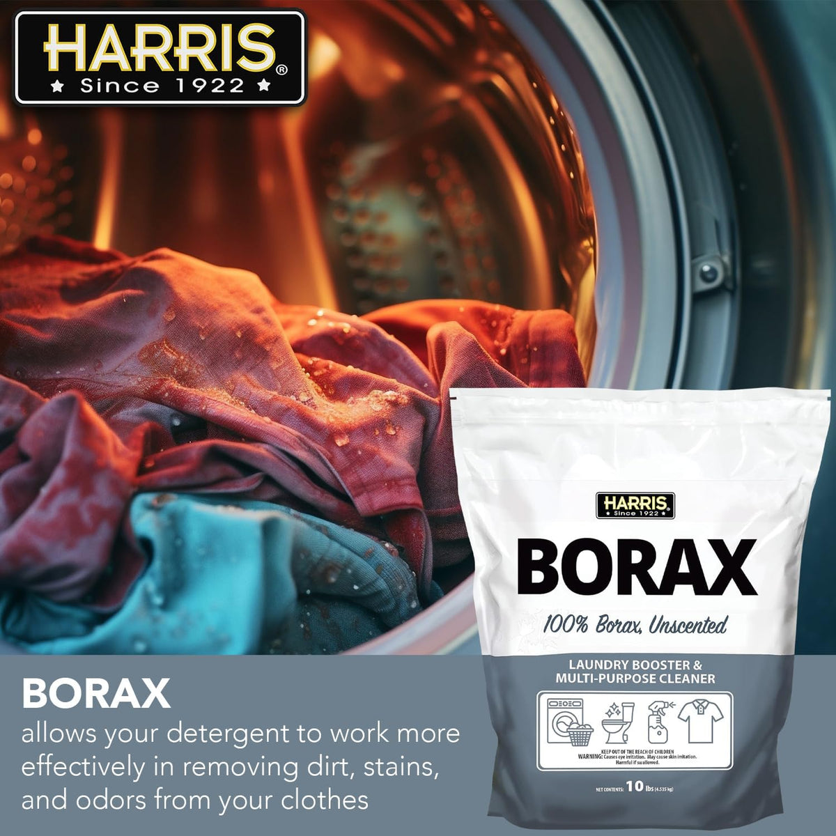 Borax Powder Hard Water Laundry Booster and Multi-Purpose Cleaner, 10lb (Unscented)