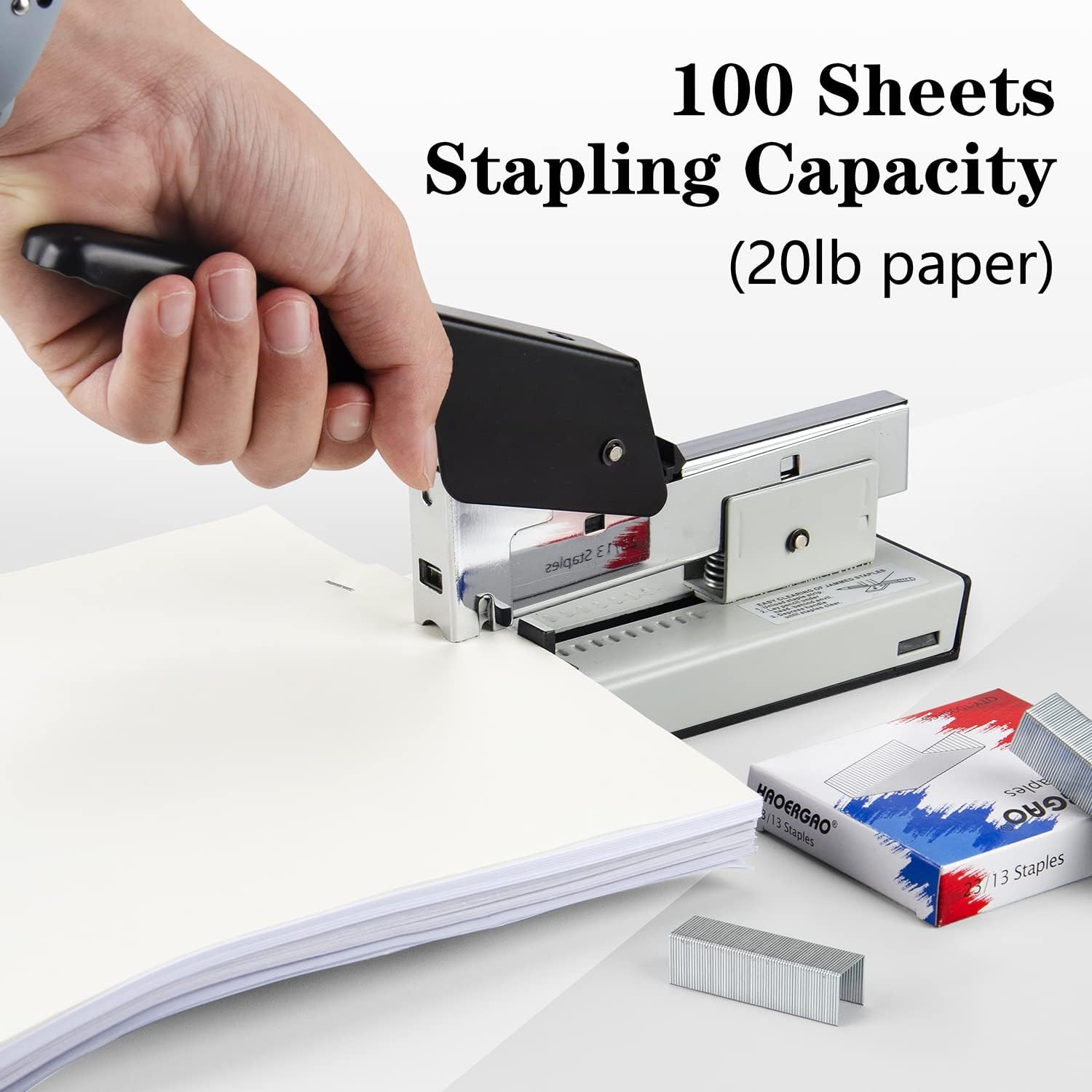 Heavy Duty Stapler with 2000 Staples: 100 Sheets High Capacity Manual Office Stapler, Metal,Jam Free,for Paper