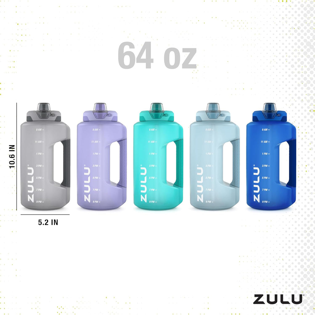 Goals 64oz BPA-Free Plastic Water Bottle with Time Markers, Violet | Half gallon leakproof water jug with time