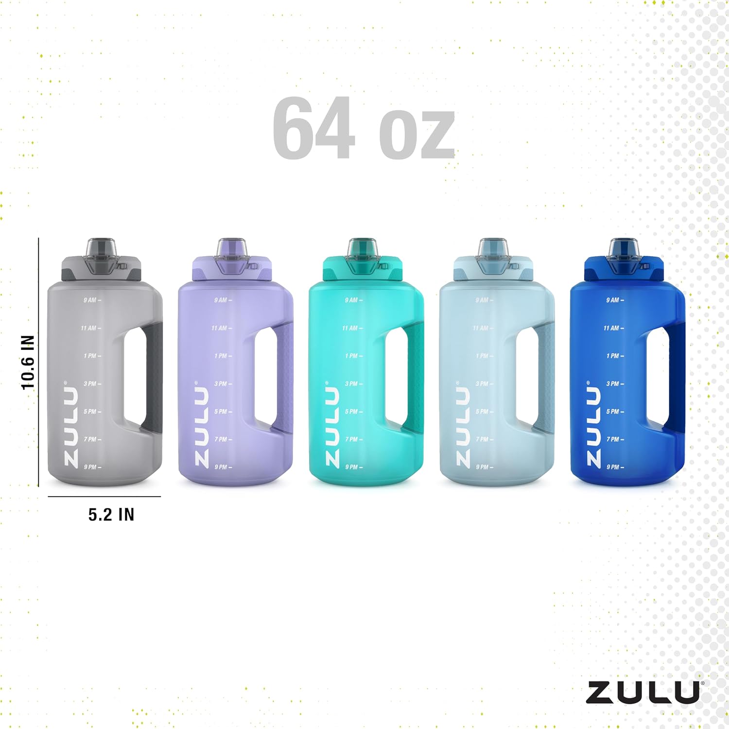 Goals 64oz BPA-Free Plastic Water Bottle with Time Markers, Violet | Half gallon leakproof water jug with time