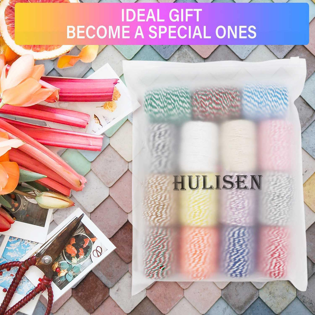 Colorful Bakers Twine, 15 Rolls Cotton String, 2mm 3 Strands