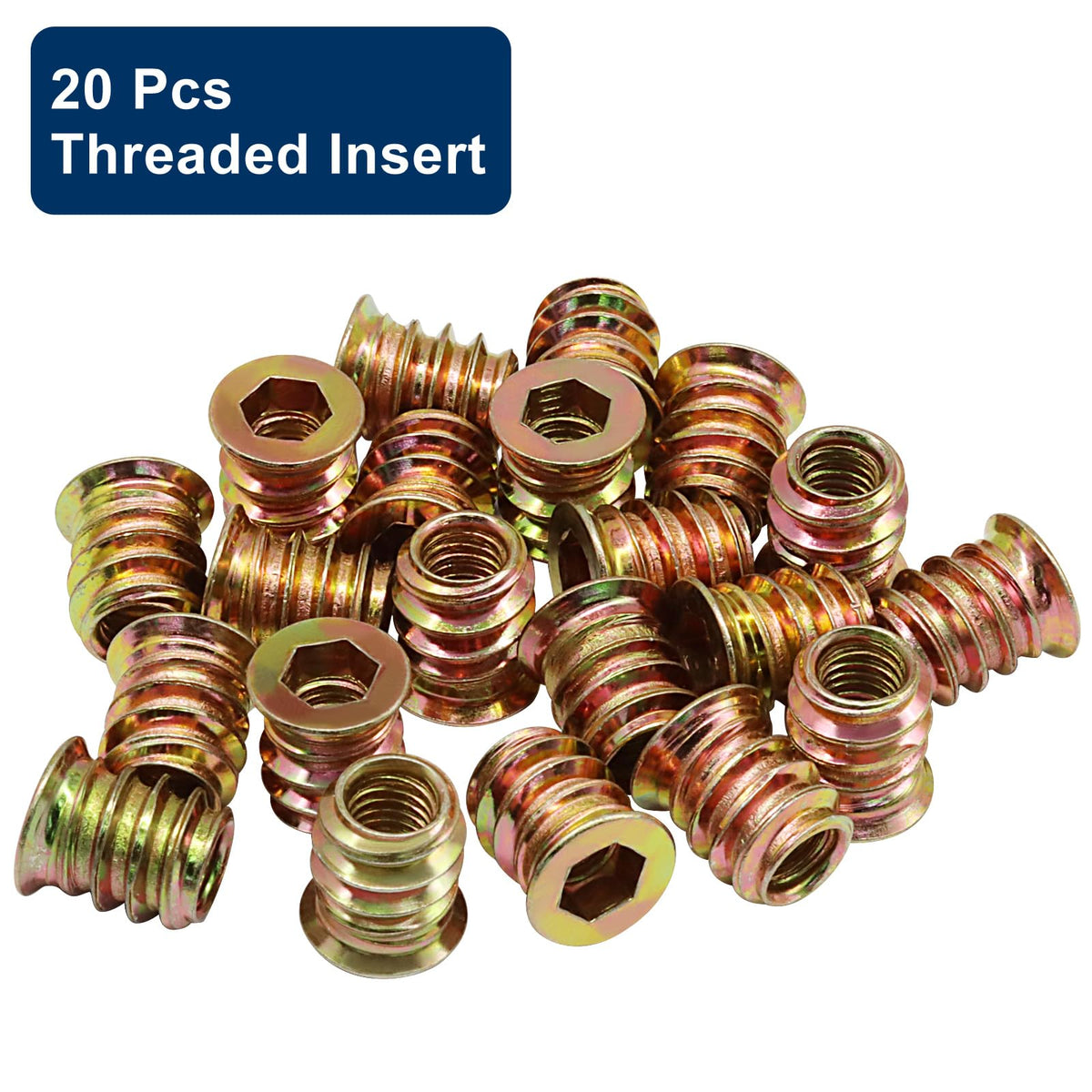 Piutouyar 20 Pcs M6x13mm Threaded Inserts Nuts for Wood