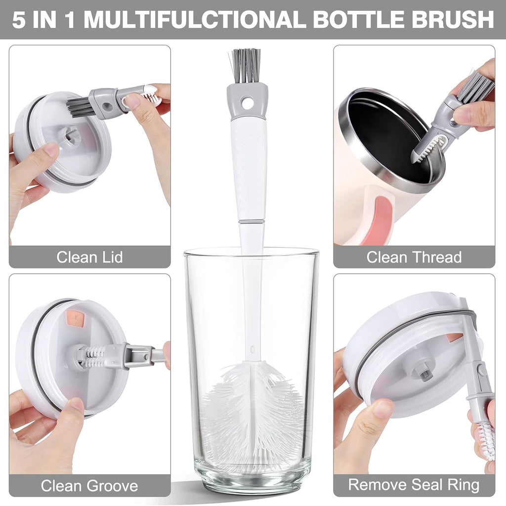 Straw Cleaner Brush Bottle Brush Kit for Stanley Cup Tumbler - Multifunctional Water Bottle Cleaner and 3-Size Straw