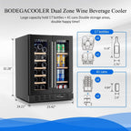 24 Inch Wine and Beverage Refrigerator, Dual Zone Beveage Fridge