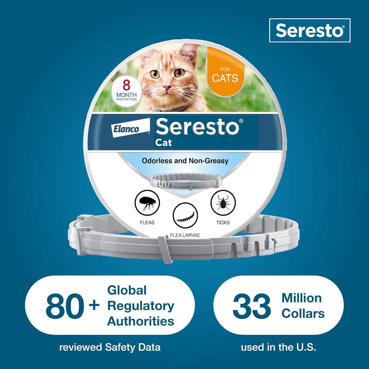 8-Month Flea & Tick Collar for Cats & Kittens, 2ct