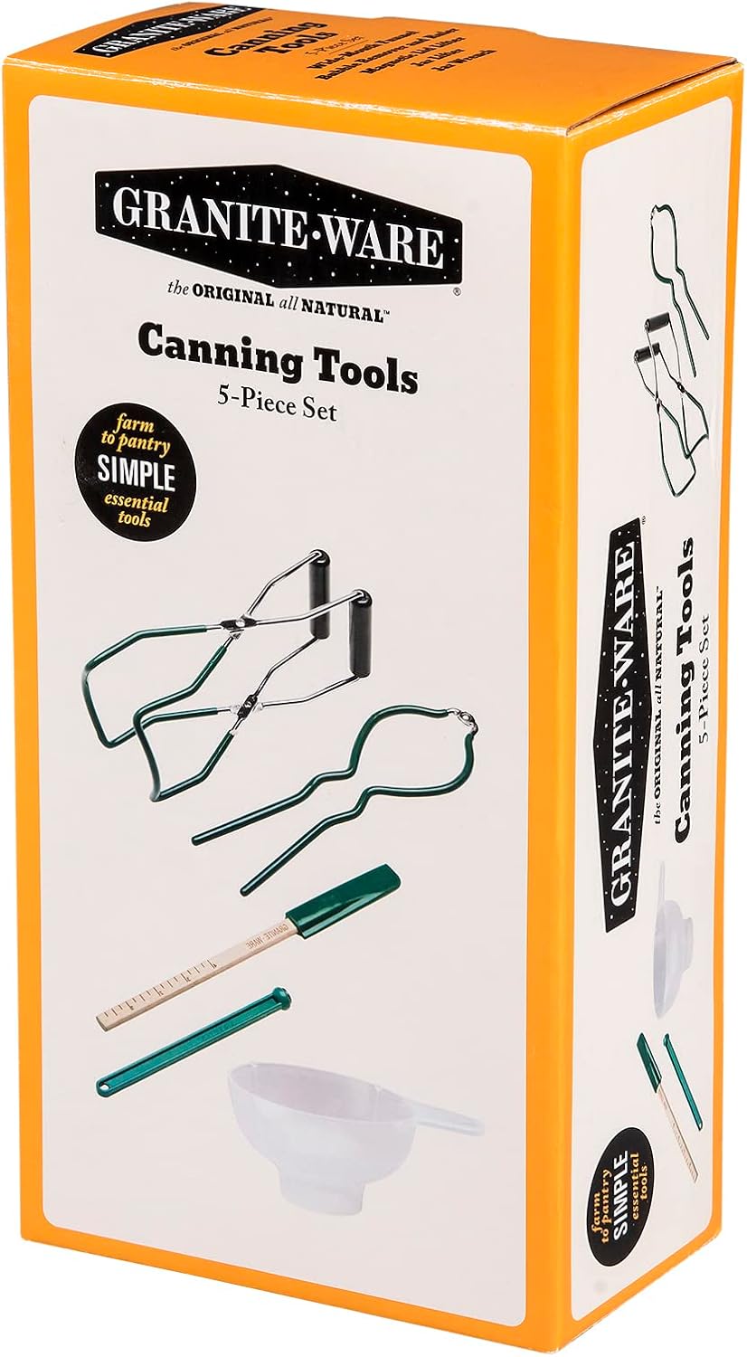 5-Piece Essential Canning Tools Set - Lid Wrench, Funnel, Jar Lifter, Bubble Remover, Magnetic Lid Lifter - Must-Have