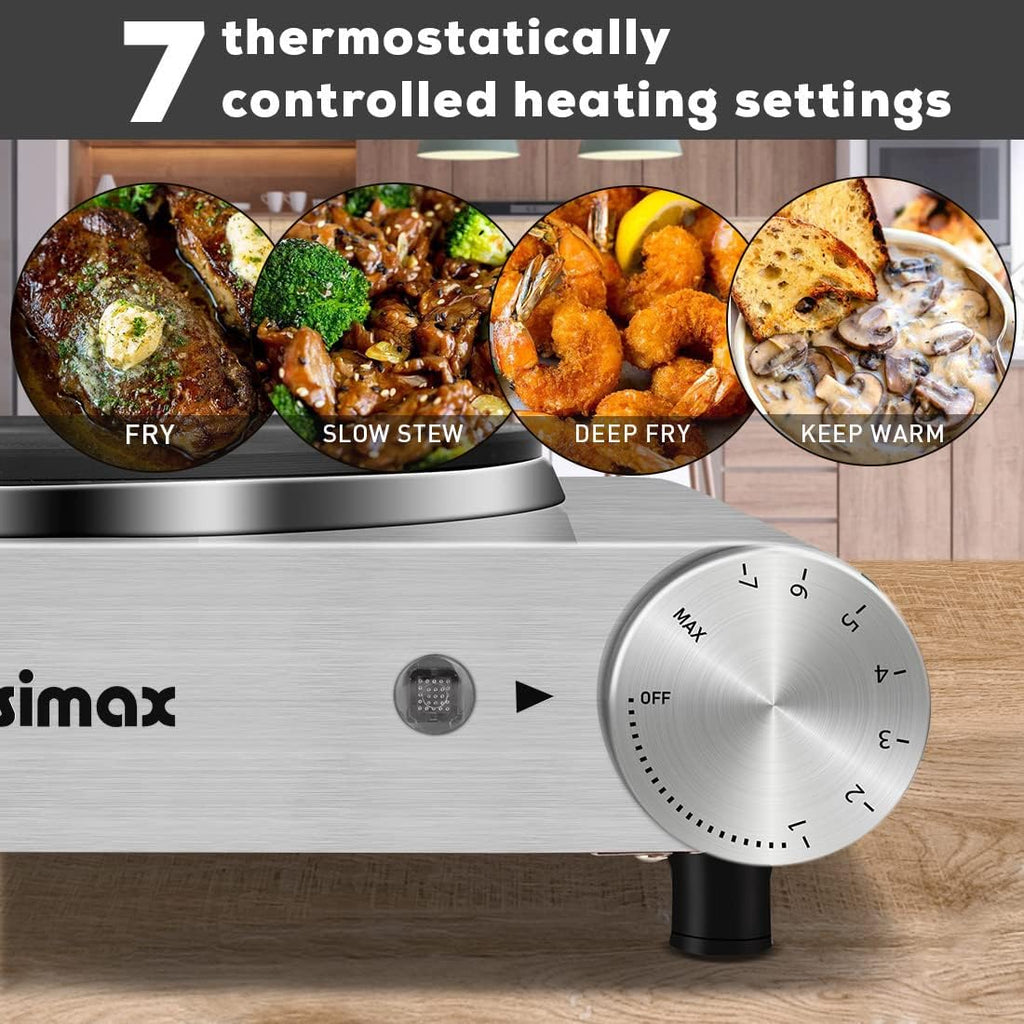 Hot Plate, CUSIMAX Electric Burner 1500W Single Burner for Cooking, Silver
