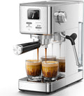 20 Bar Espresso Machine with Pressure Gauge & Steam Frother | Semi-automatic brewing, hot water function, 47 oz