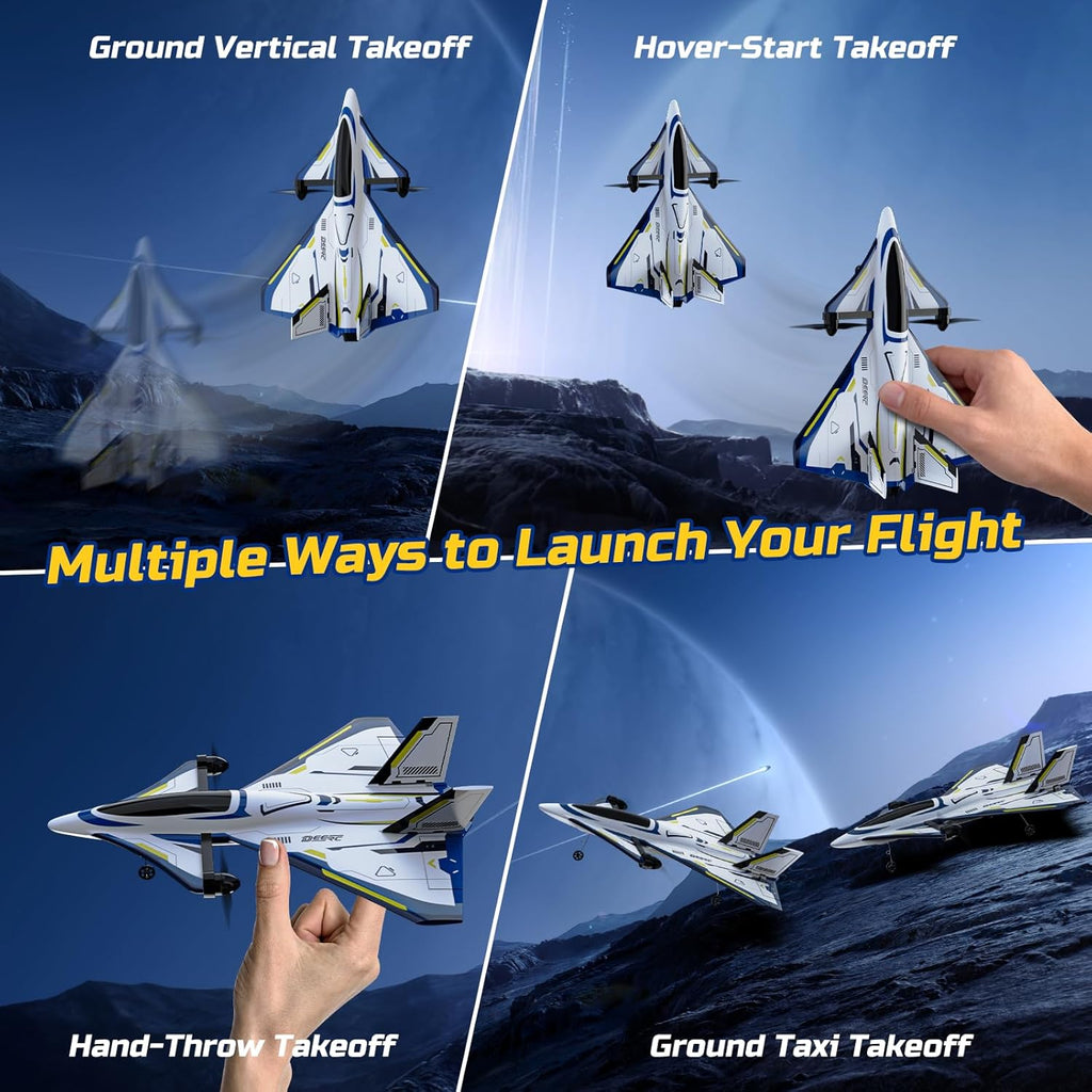 4CH Brushless RC Plane,Sci-Fi Remote Control Jet Hobby Airplane with LED Lights RTF Aerobatic Aircraft Toys,2.4GHz