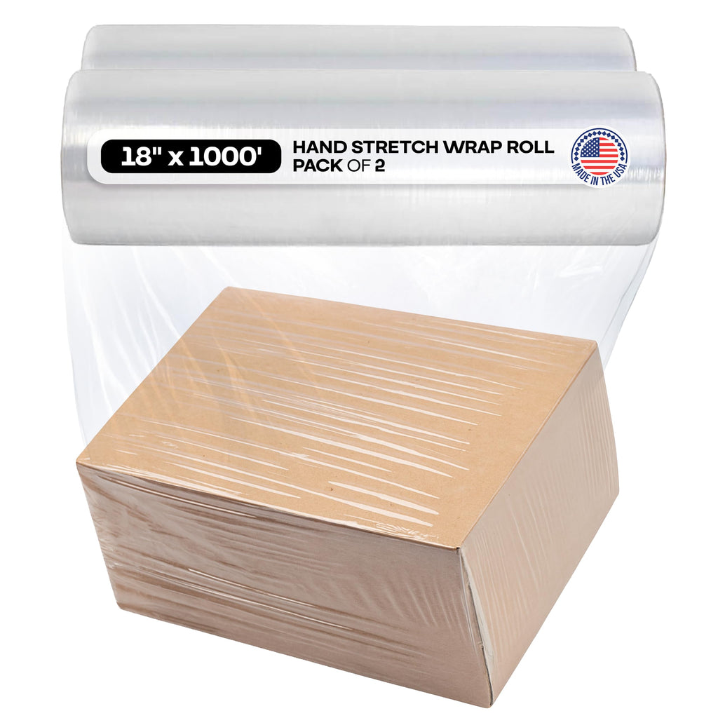 18" x 1000', 115G Strong Hand Stretch Wrap Rolls (2-Pack)