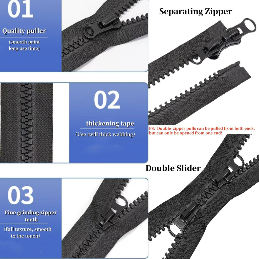 Separating Zippers #8Two Way Plastic Zipper Double Slider 6pcs32