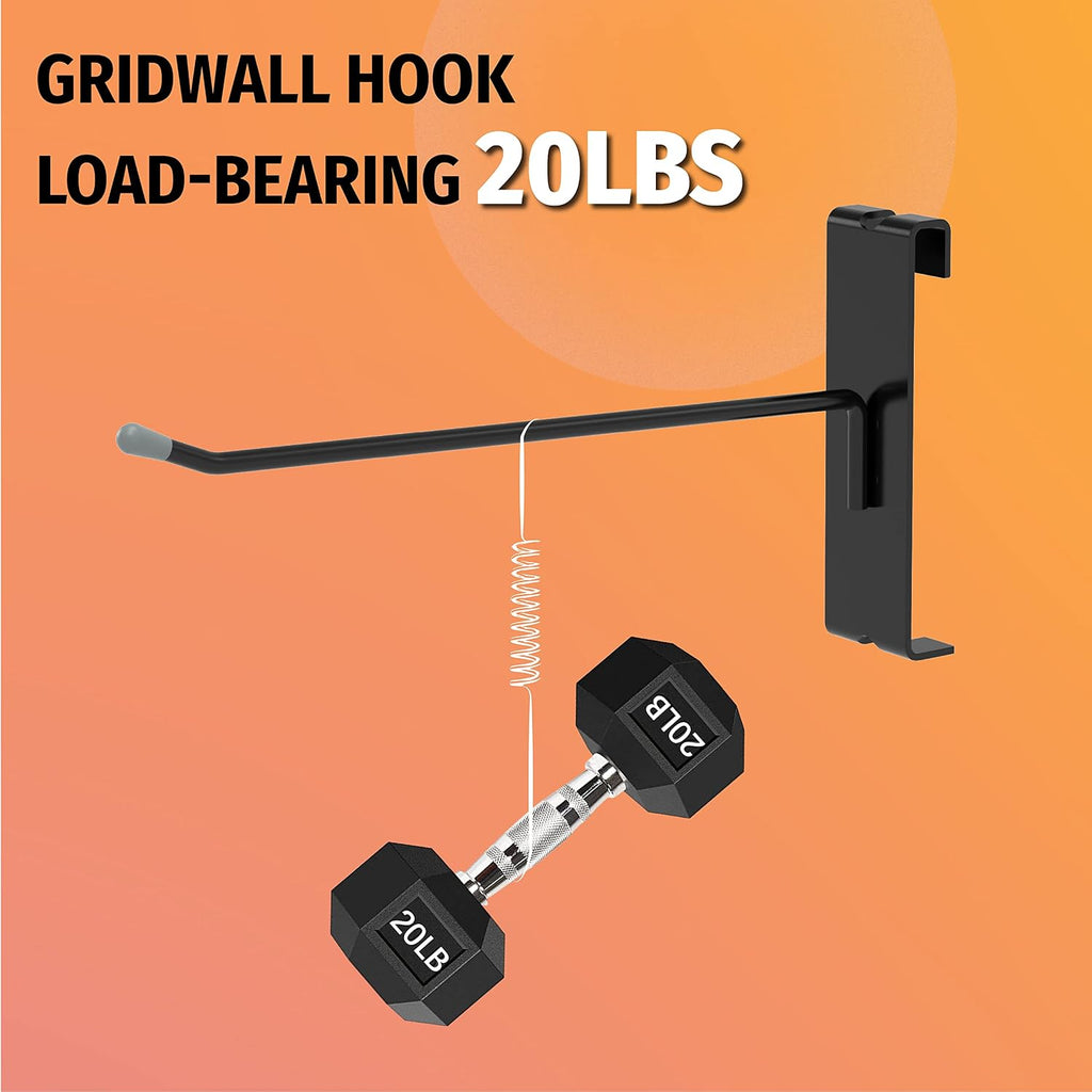 50 Pack 2 Inch Black Gridwall Hooks Metal Display Hangers | Fits 3 x 3 Inch Wire Grid Panels, 20 lb Capacity Hooks