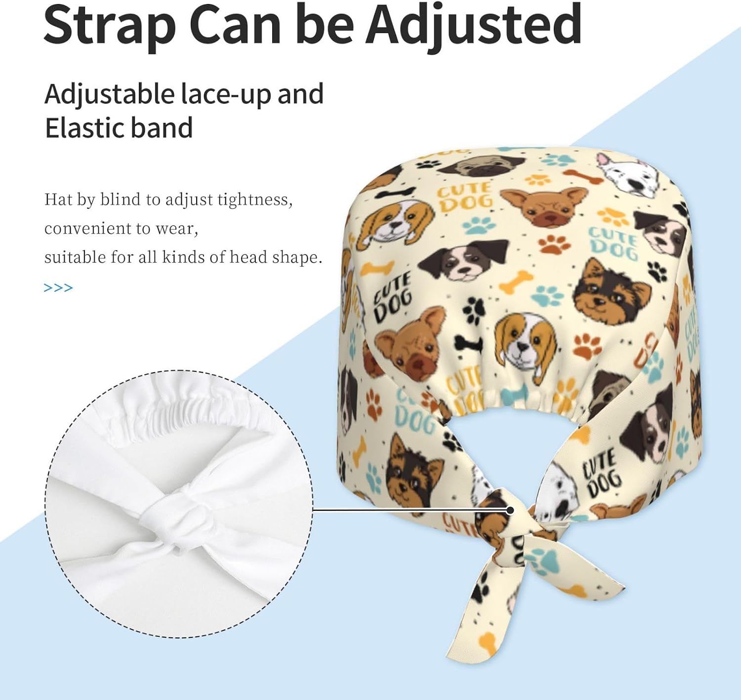 Adjustable Working Cap with Sweatband for Women Men, Moisture Wicking Nurse Surgical Caps for Chef Spa Fits Most Long