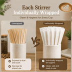 200 Pcs 5.5 Inch Individually Wrapped Coffee Stirrers