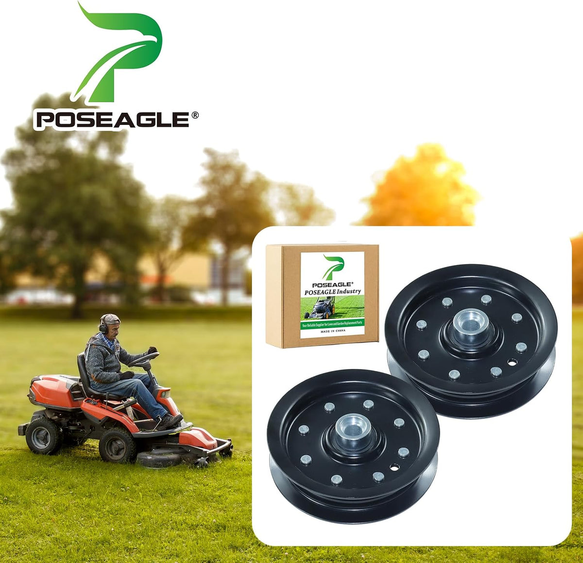 2 Pack 605512 Idler Pulley for Hustler Raptor SD, FasTrak Mowers