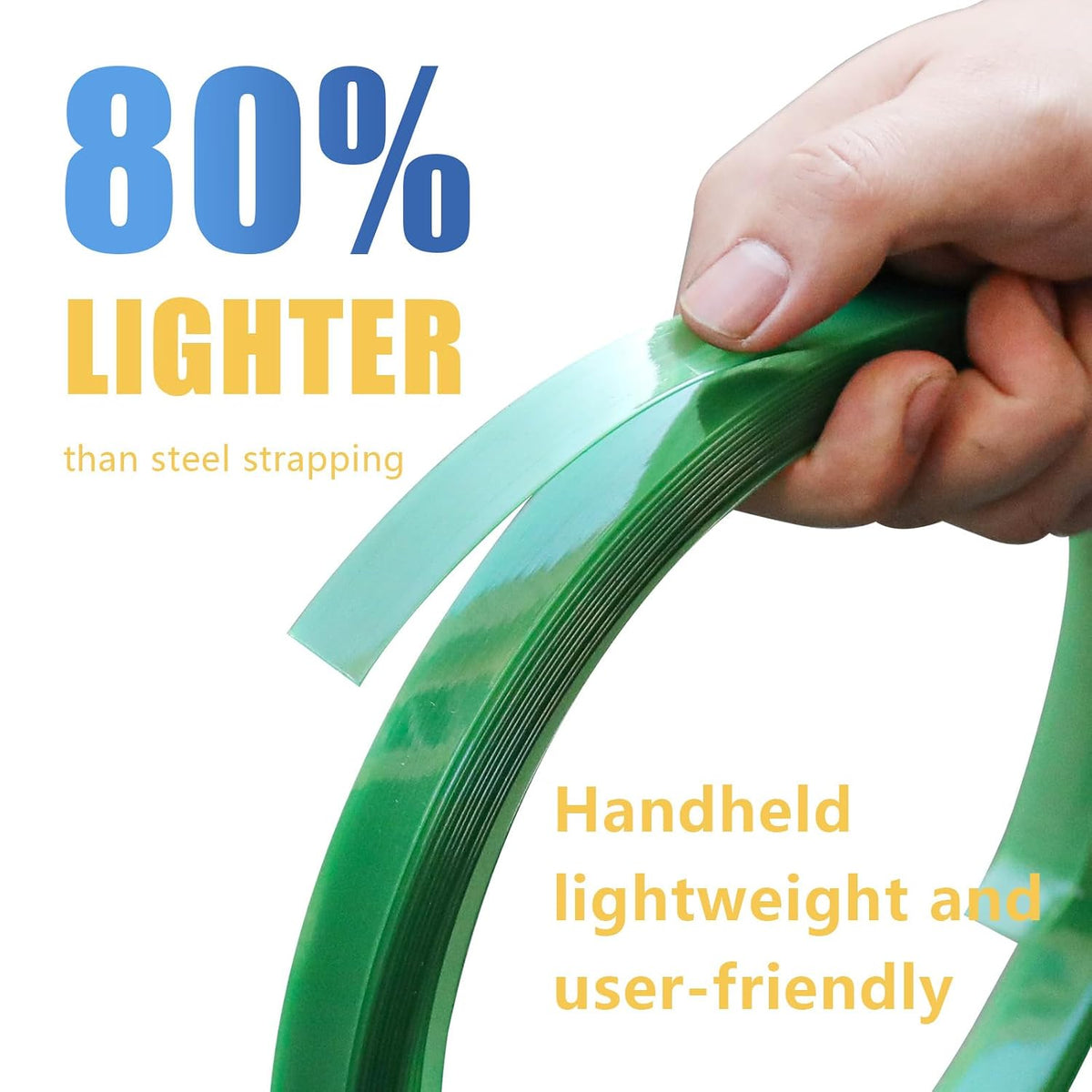 5/8" x.034 x3800ft Polyester (PET) Strapping Roll of 16"x6" Core Size 1450lbs Break Strength Green