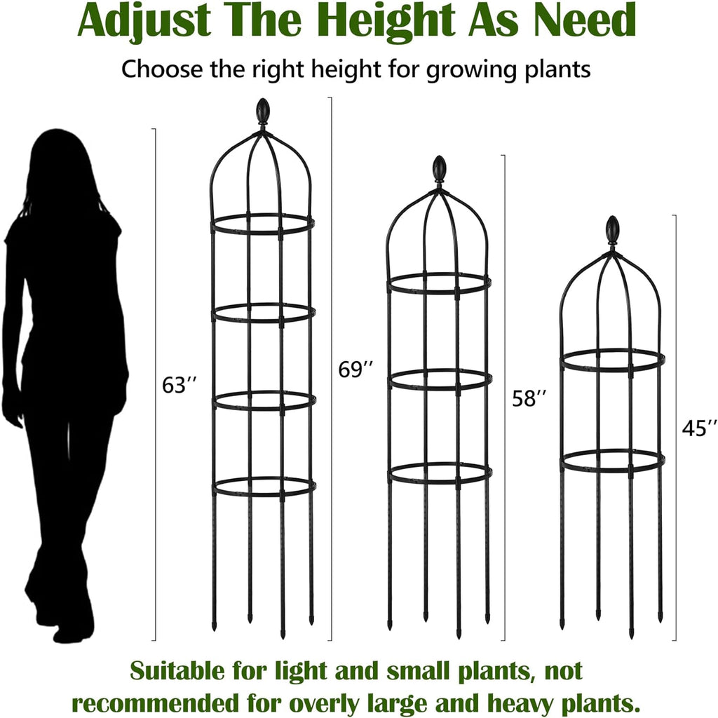 Garden Obelisk Trellis for Climbing Plants Outdoor 6 Ft Rose Bush Round Trellis for Pots Rustproof Metal Pipe with