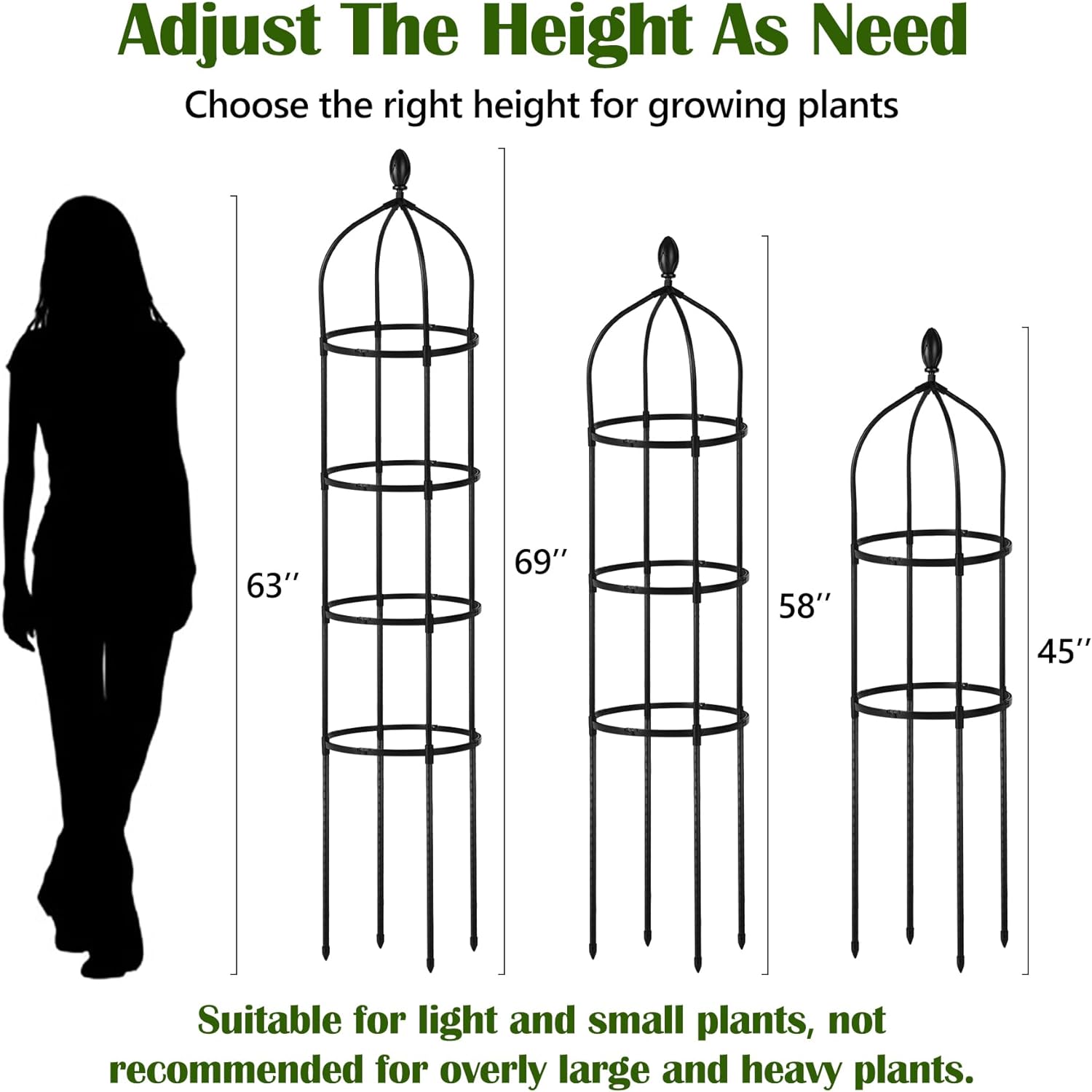 Garden Obelisk Trellis for Climbing Plants Outdoor 6 Ft Rose Bush Round Trellis for Pots Rustproof Metal Pipe with