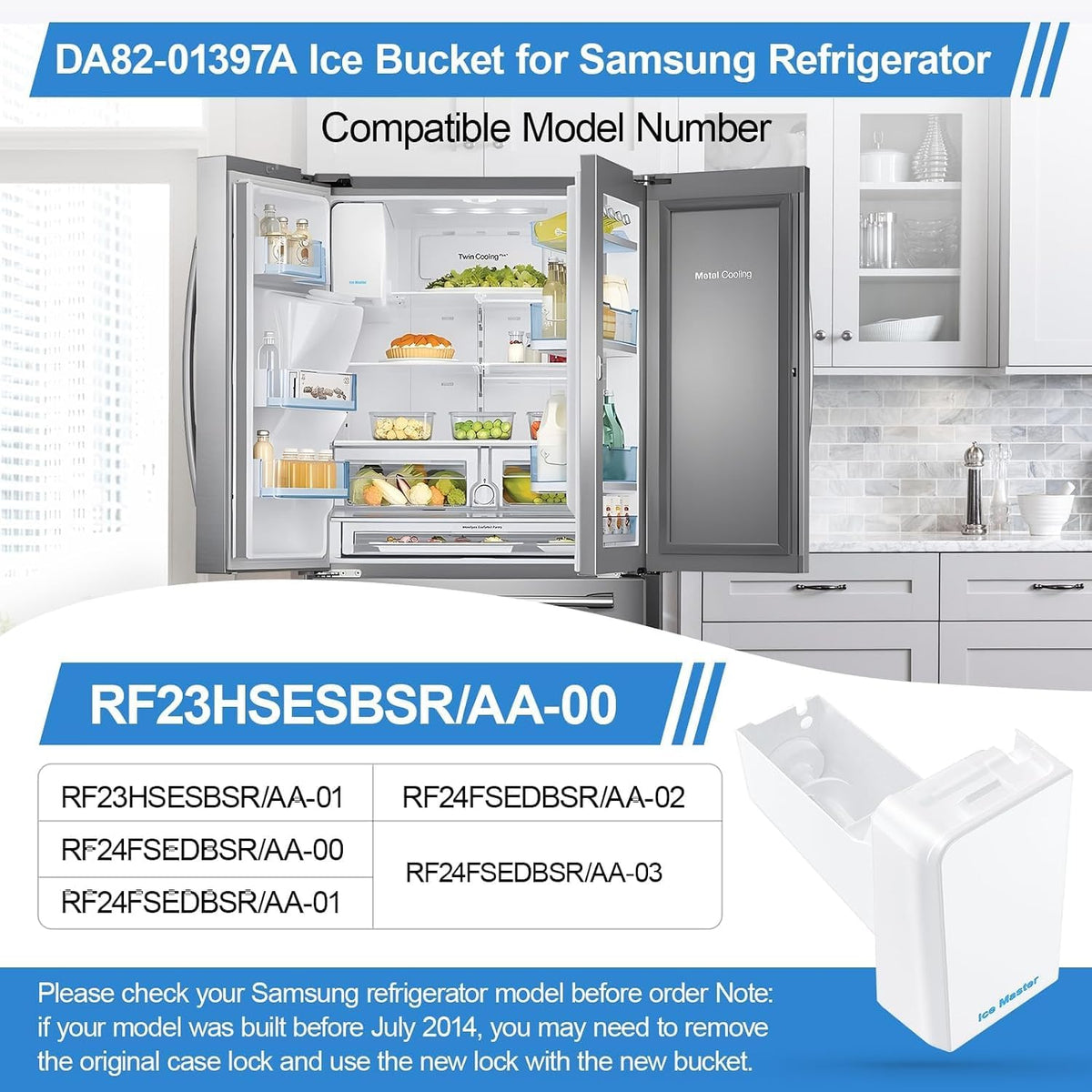 Upgraded DA82-01397A RF23HSESBSR Ice Maker forSamung Ice Bucket Replacement