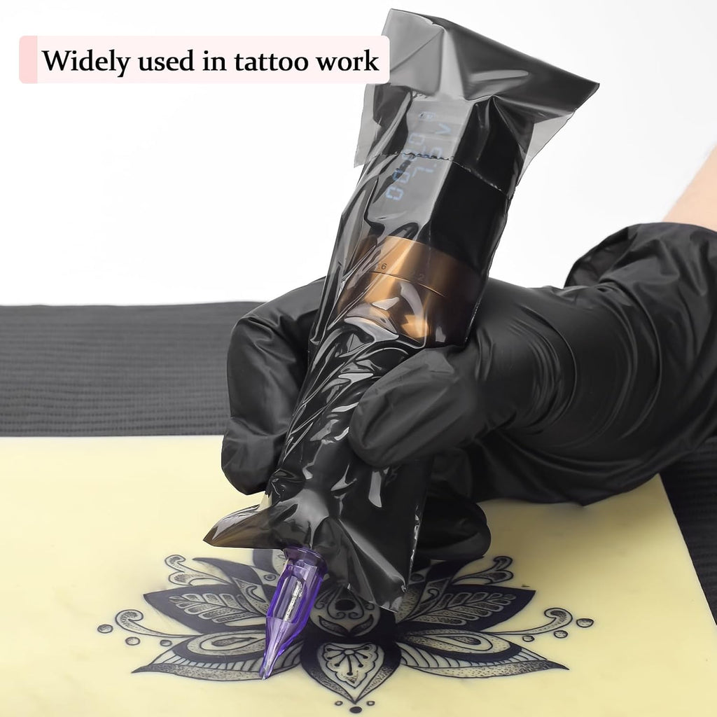 100pcs Tattoo Pen Covers, Sealable Pen Sleeves, with 4pcs Tattoo Grip Wraps Self-Adhesiive Tapes, Extral Large