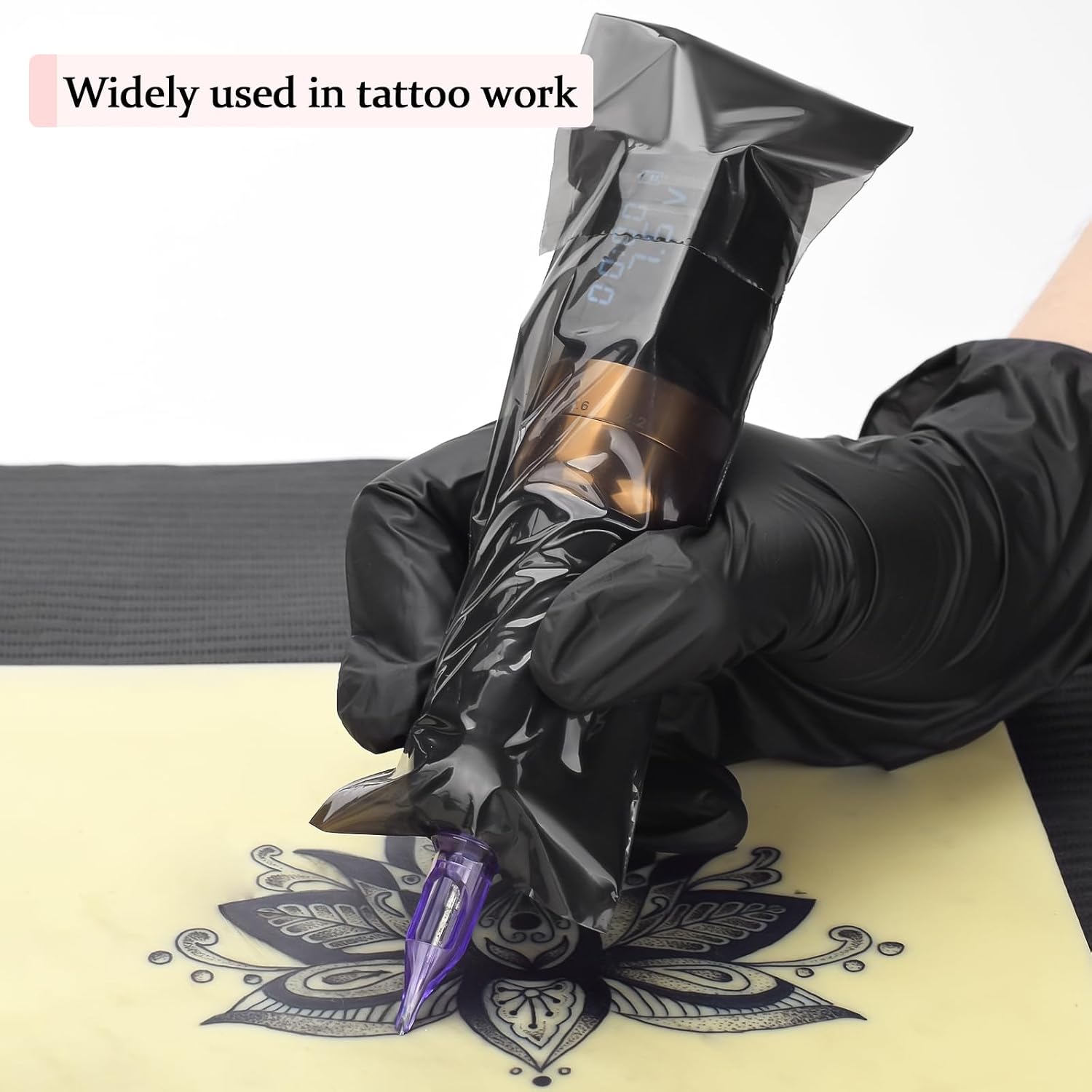 100pcs Tattoo Pen Covers, Sealable Pen Sleeves, with 4pcs Tattoo Grip Wraps Self-Adhesiive Tapes, Extral Large