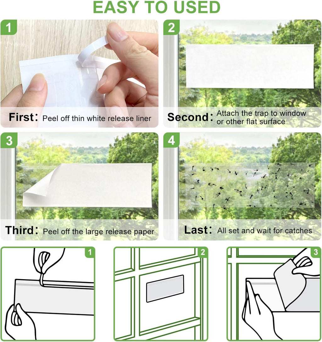 50 Window Fly Traps Indoor Fruit Fly Traps for Indoors | Window Fly Traps Sticky Paper Indoor Fruit Fly Gnat Trap Fly