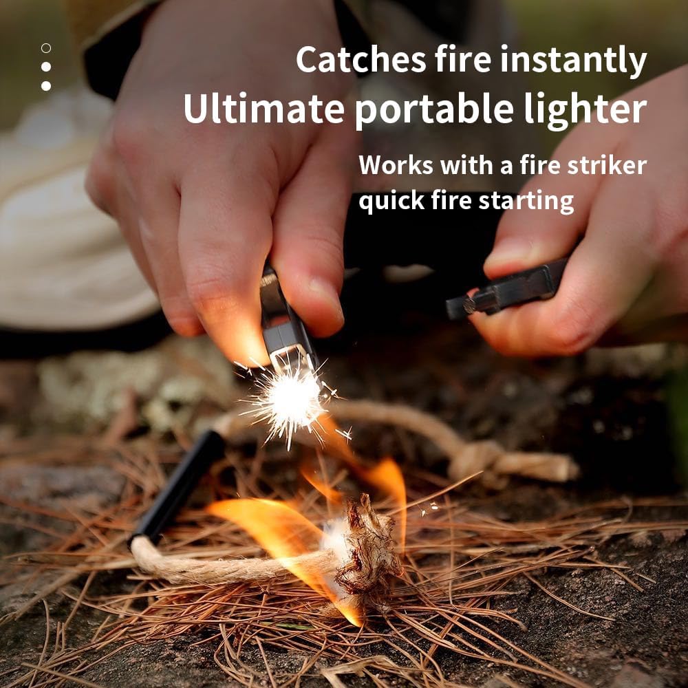 Bracelet, Emergency Hiking Survival Kit Fire Starter Compass Whistle, 9.5ft Continuous Strand Flint Steel Scraper 5 in 1