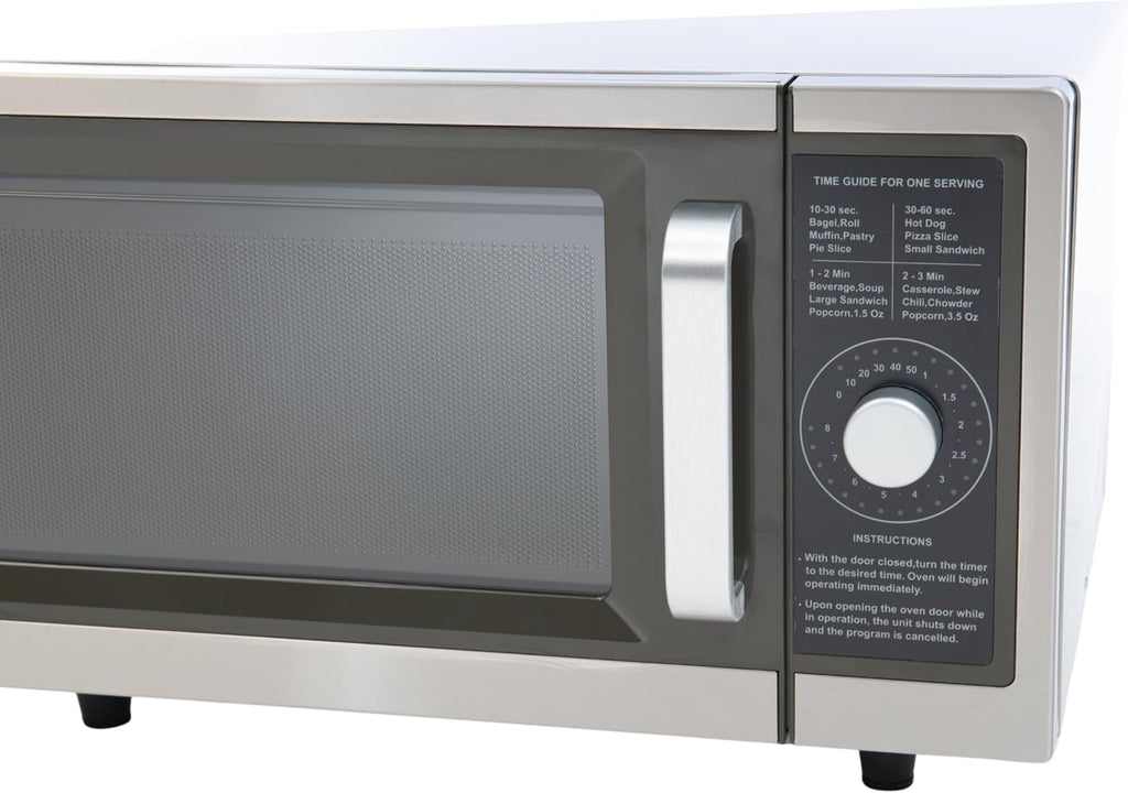 Commercial Microwave with Dial Control, 1 Cubic Feet Interior, Stainless Steel, 1000 Watts, UL and NSF Approved