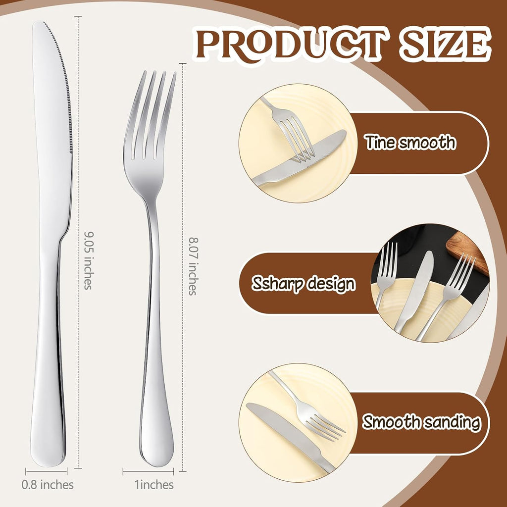 50 Pcs Stainless Steel Forks and Knives, Forks Silverware Set