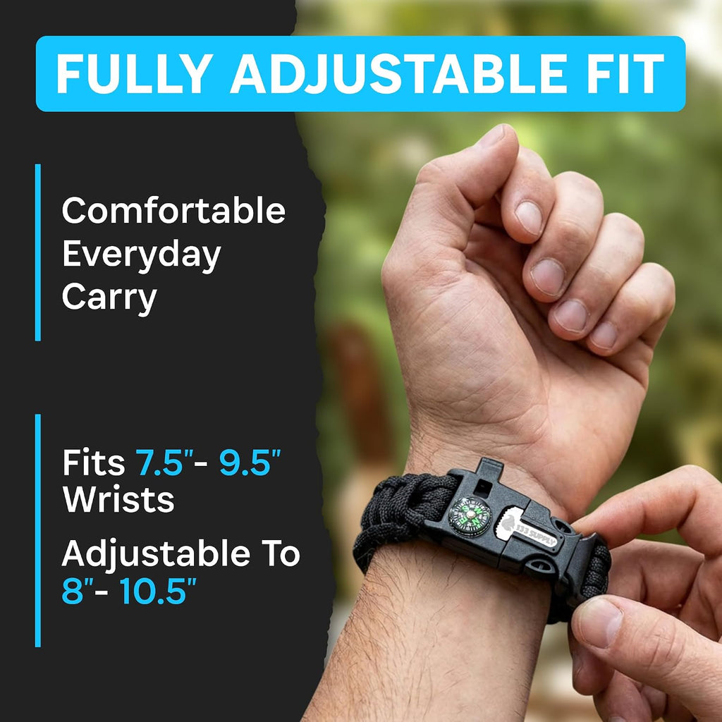 Paracord Bracelet Compass Hiking Survival Kit Emergency Whistle Fire Starter Camping Gear Hiking Essentials Fishing