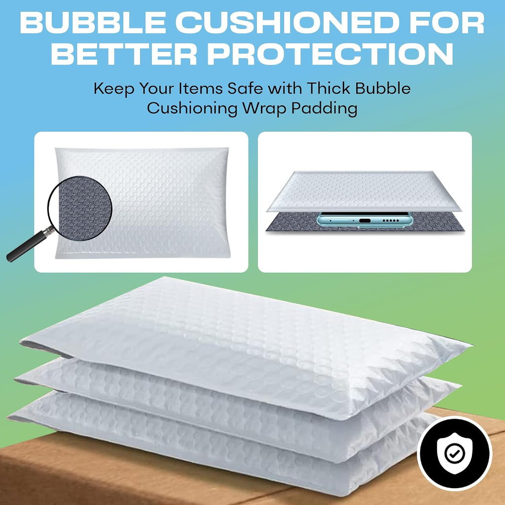 Arctic White Bubble Mailers 12.5x19 Poly Padded Envelopes #6 20 Pack