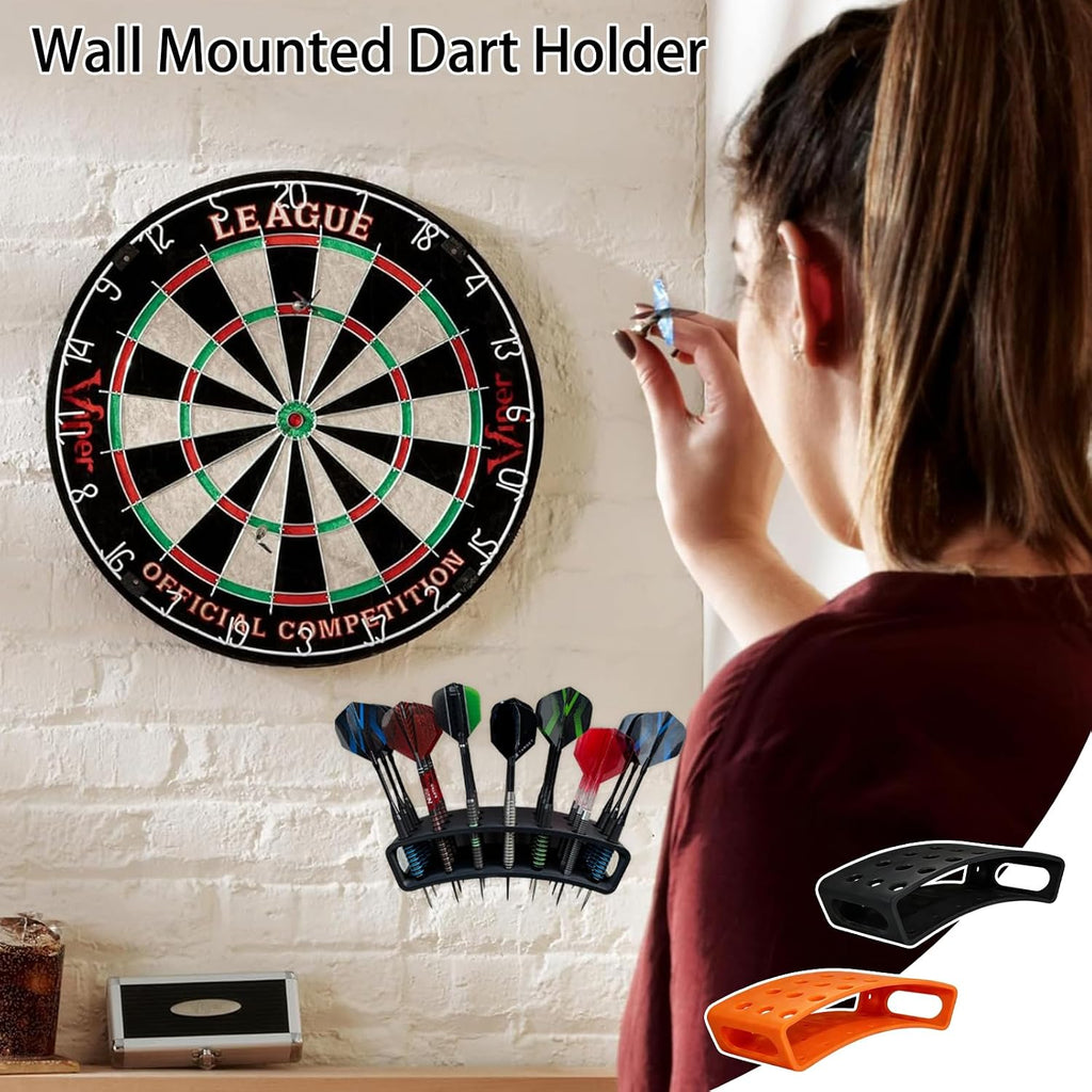 Wall Mounted Dart Holder - 21 Slot Dart Organizer Display Rack for Soft Tip & Steel Tip Darts,Gift for Players (Black)