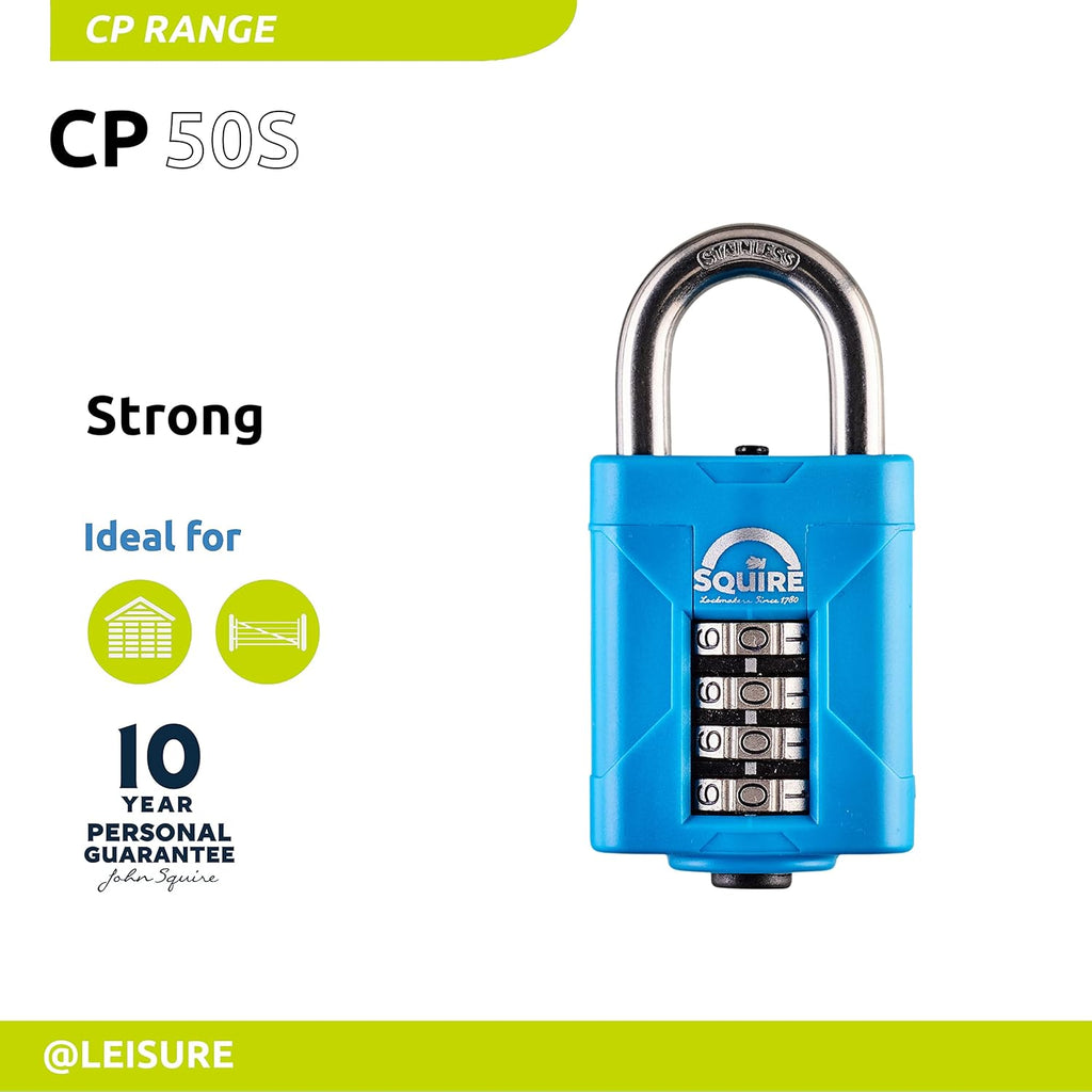 Heavy Duty Padlock (CP50S Marine) - Toughest Steel Shackle - 4 Wheel Combination Padlock - Stainless Steel for