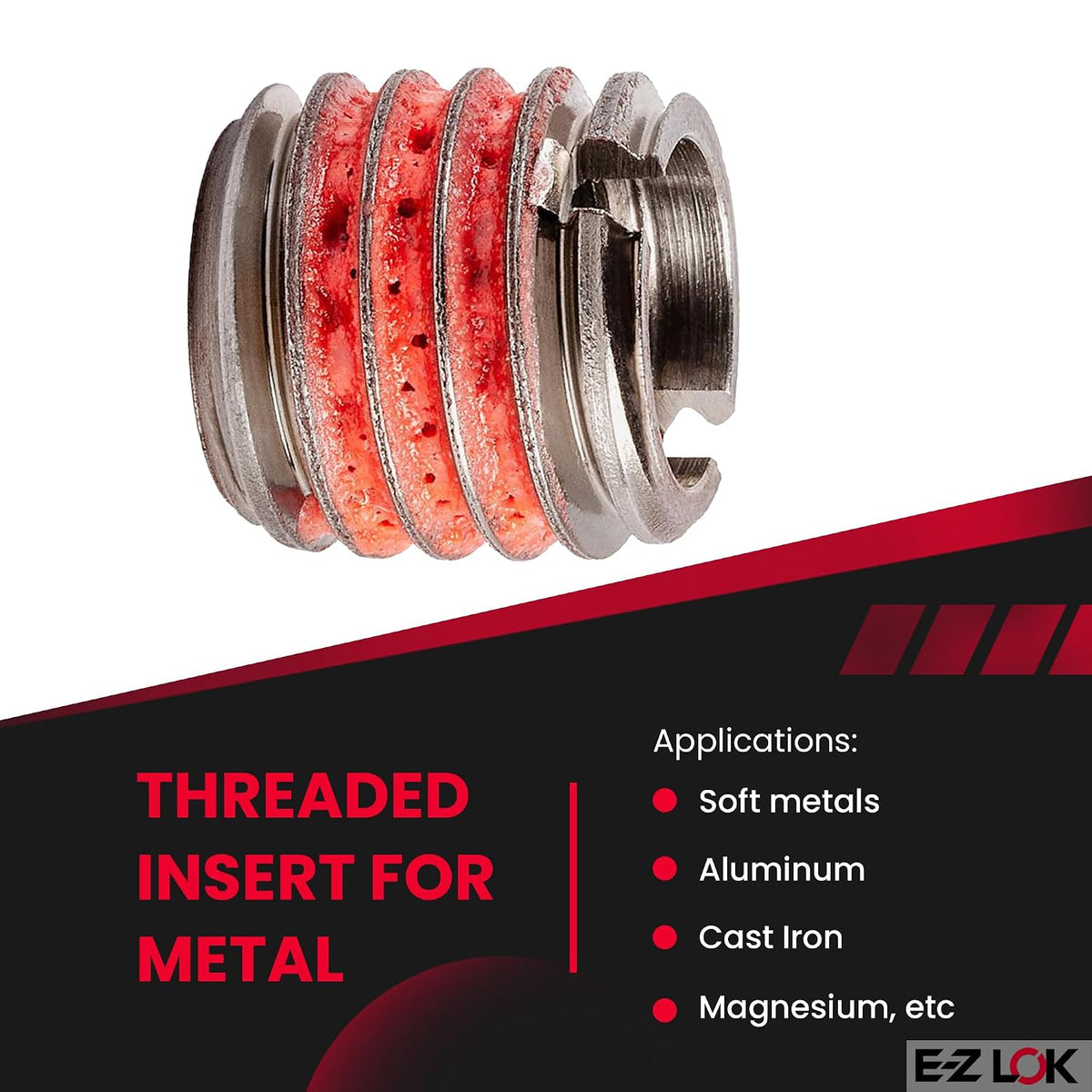 E-Z LOK Thread Insert, 0.375-16 Internal, 0.5625-12 External, 5 ct