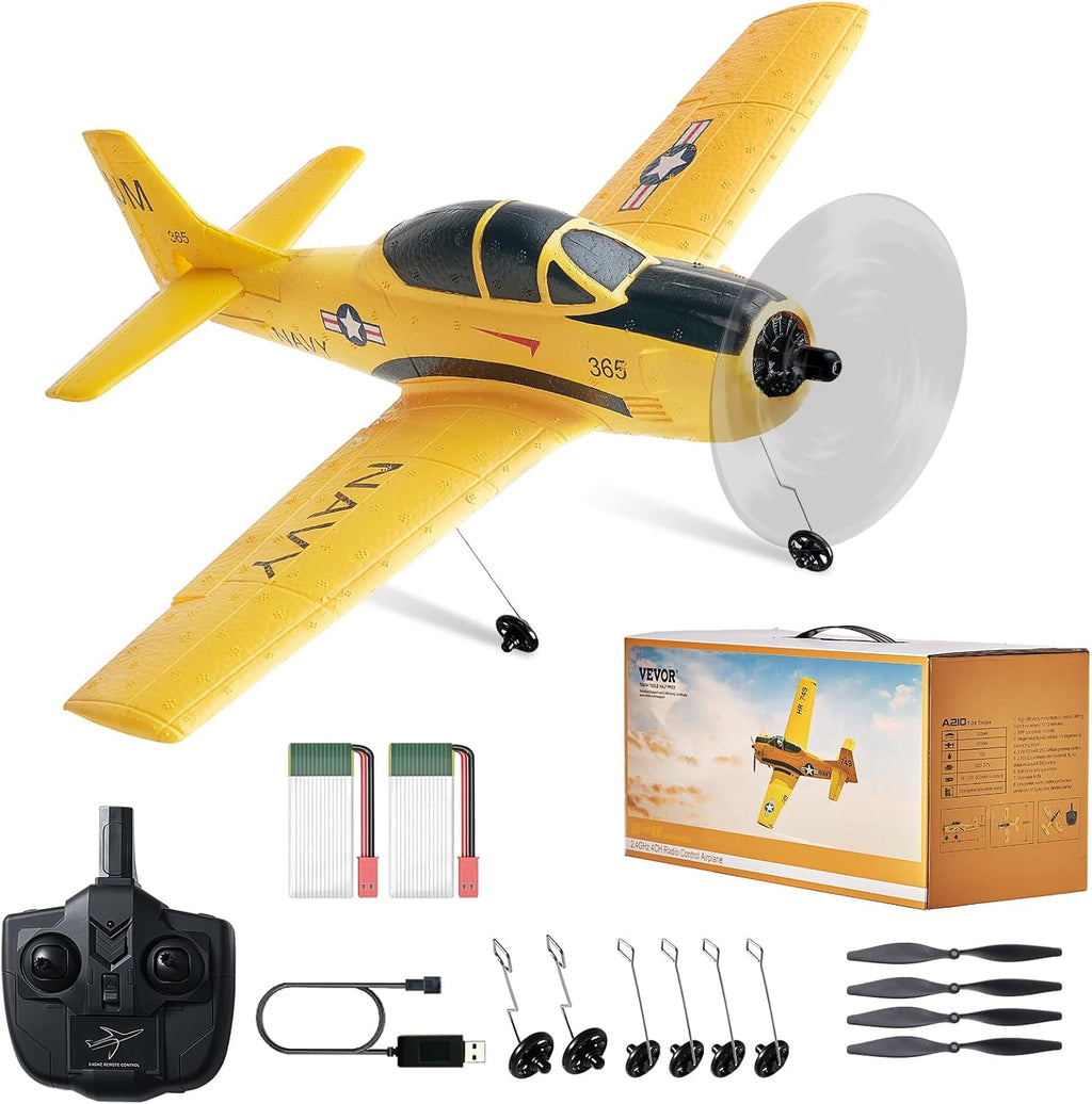 RC Plane, 2.4GHZ 4 Channel RC Airplane with 6-Axis Gyro Stabilizer&2 Batteries, Ready to Fly T28 Trainer Aircraft