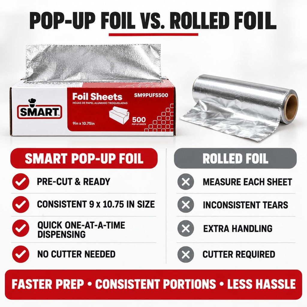 Pre-Cut Pop-Up Aluminum Foil Sheets, Takeout 9x10.75", 3,000/Pack - SMART