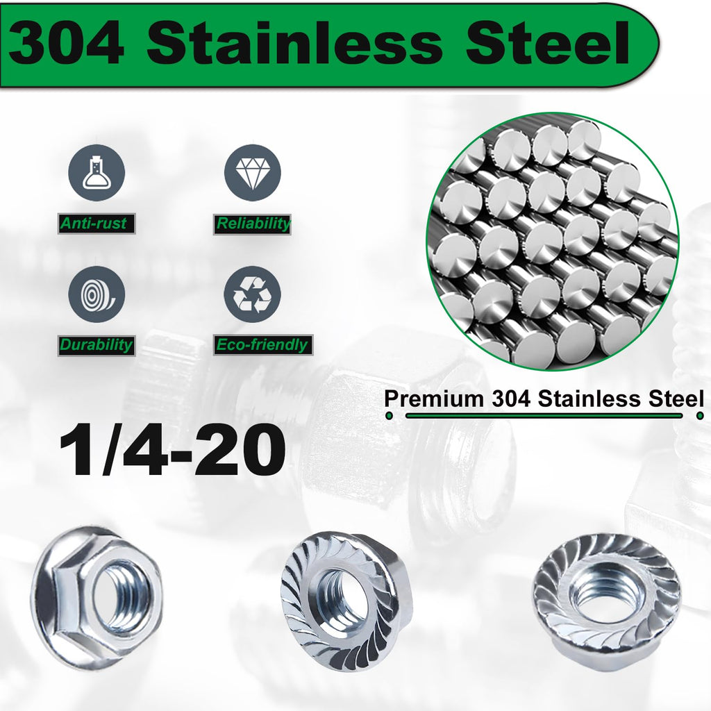 1/4-20 Serrated Flange Hex Nuts for DIY Home Mechanism