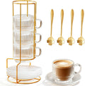 5.4 oz Espresso Cups Set of 4,Stackable Clear Glass Small Coffee Cup Set