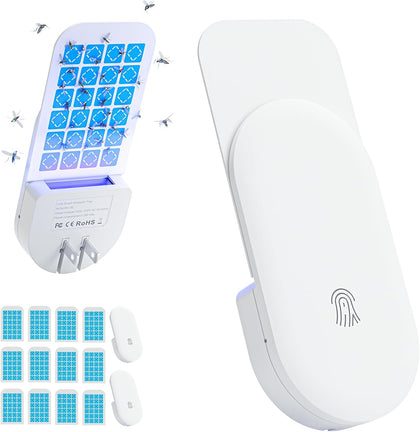 Flying Insect Trap, 2 in 1 Indoor Plug-in Fruit Fly Trap, 2 Trap White and 12 Glue Cards, Fruit Fly Traps for Gnat