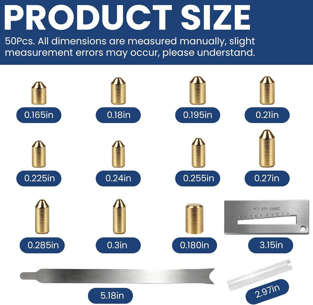 SC1 SC4 Rekey Kit for Schlage Locks, 500 Pcs | Bottom Pins 0-9, 50 Each, Professional DIY Tool